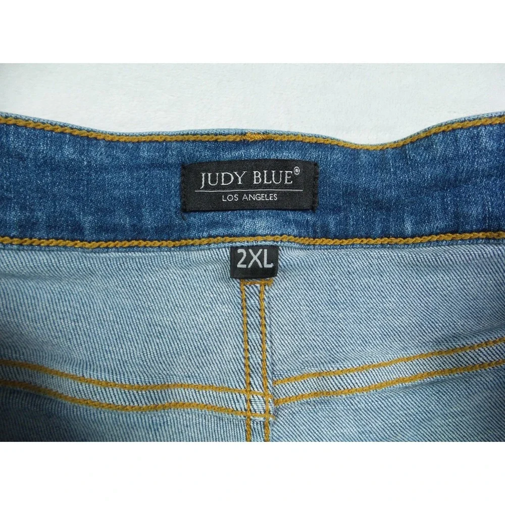 Judy Blue Jean Shorts Womens Size 2XL Blue Denim Cut-Off Hight Rise Stretch